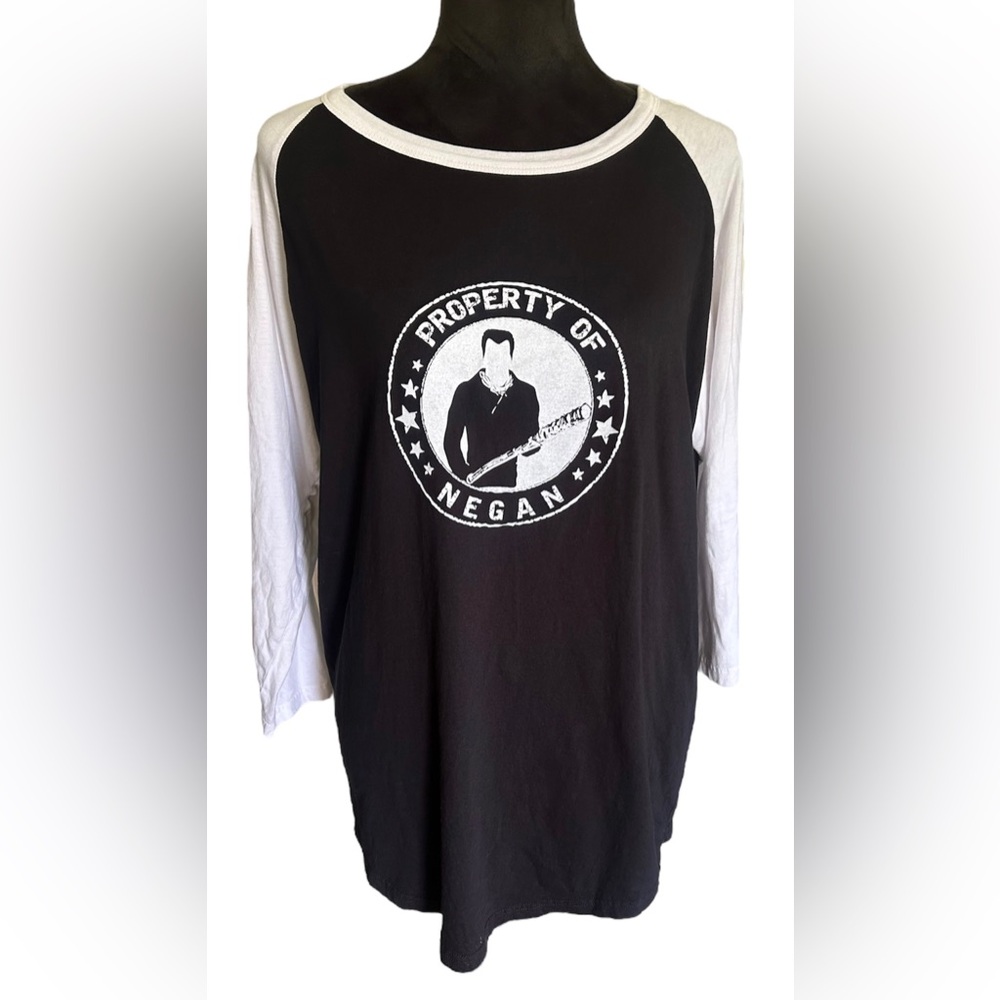Property Of Negan Walking Dead 3/4 Sleeve Baseball Ringer, Large